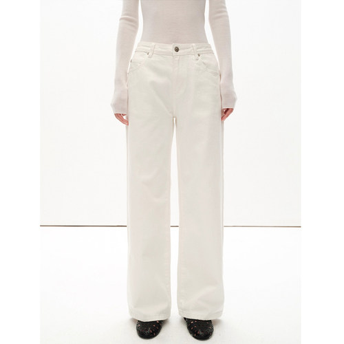 MHV ARCHIVE 中腰纯棉 春日松弛感 白色微阔喇叭牛仔裤