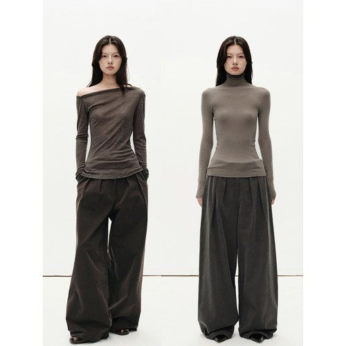 【往季折扣】MHV ARCHIVE 棉质做旧 女士打褶拖地长裤