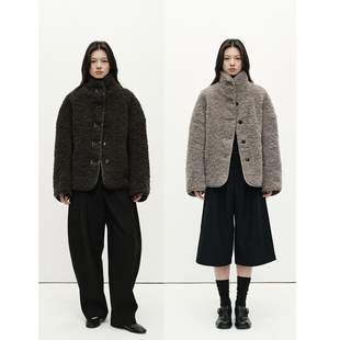 女士宽松羊羔绒外套 复古盘扣拼接 MHV ARCHIVE