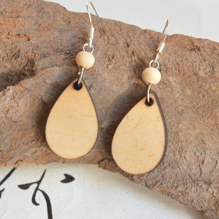 diy波西米亚风手工彩绘木制耳环