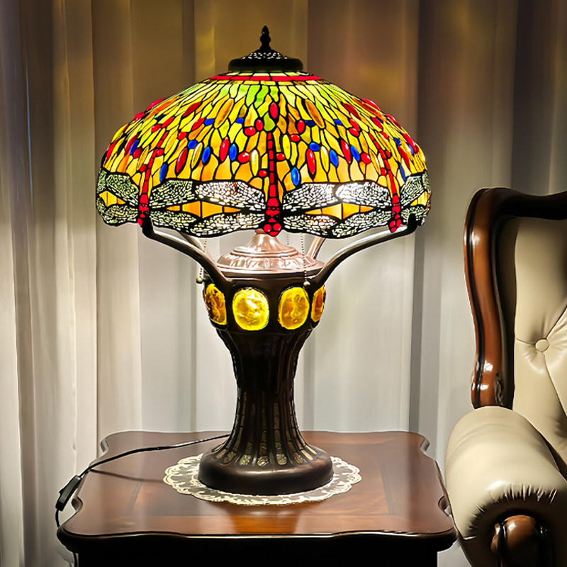 【蜓舞黄昏】蒂凡尼欧式奢华纯手工客厅卧室床头子母台灯落地灯