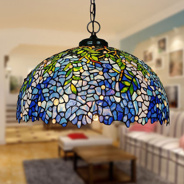 【紫藤】美式乡村素雅清新帝凡尼彩玻复古典阳台卧室入户餐厅吊灯,家装灯饰光源,客厅吊灯,淘宝优惠券,粉丝福利购,淘宝优惠卷