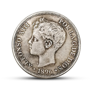 5 Pesetas西班牙1896仿古硬币幼儿肖像阿方索十三世古玩创意玩具