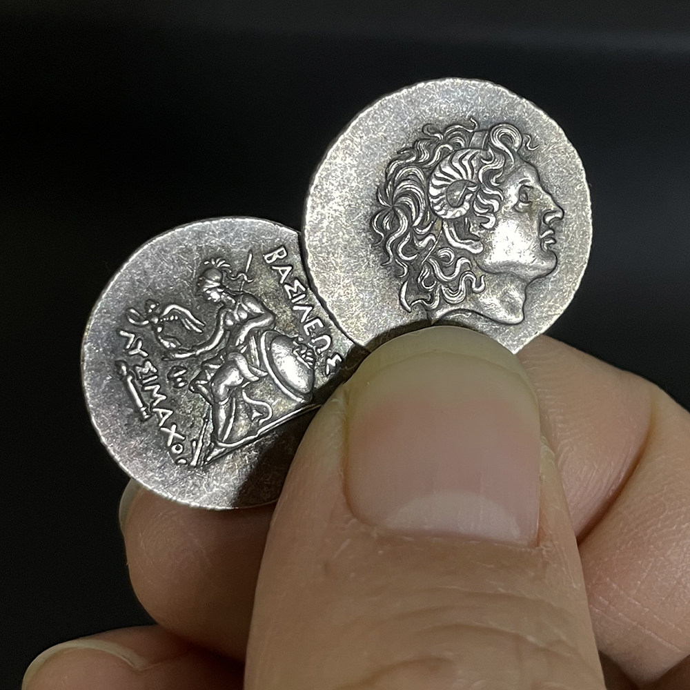 复古创意硬币项链亚历山大镀银币雅典娜胜利女神项坠圆牌吊坠19mm