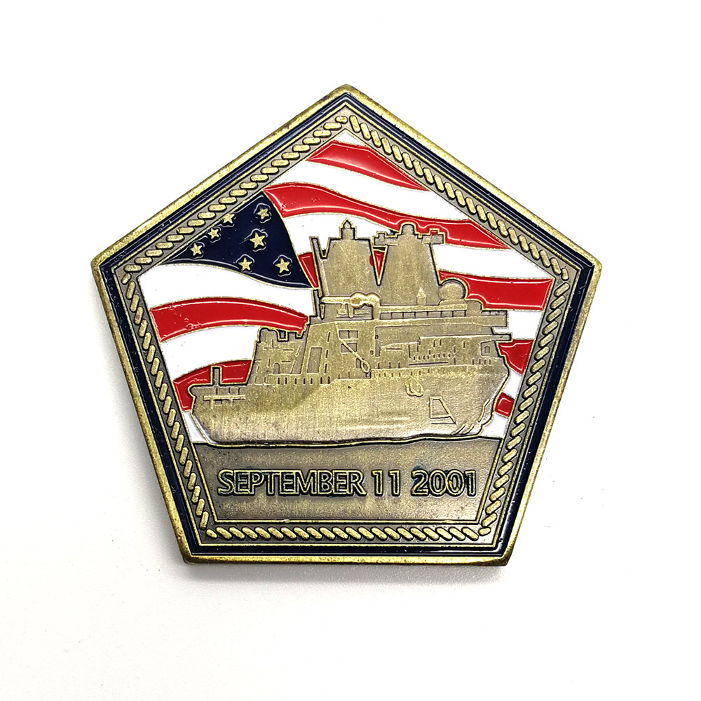 美国挑战轮船硬币异形五角形币定制周年纪念留念运动颁奖纪念章