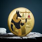 古埃及阿努比斯法老彩色金属纪念阿努比斯天枰纪念币文创硬币礼品