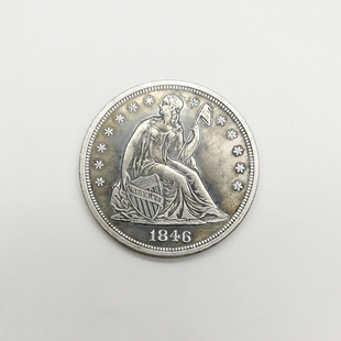 复古1846拿旗硬币美国仿古创意节日礼品玩具欧美风质感黄铜币收藏