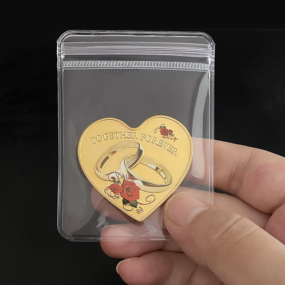 520情人节七夕心形爱情纪念币硬币镀银金婚礼情侣告白创意礼物