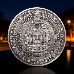 柬埔寨KHMER SMILE吴哥窟纪念币高棉的微笑文创旅游硬币礼品45mm