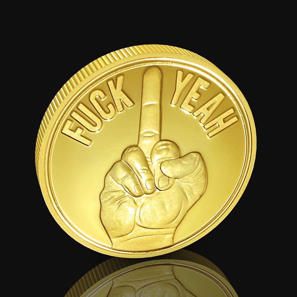 法克手势金币决策币 创意玩具把玩小玩意个性徽章钥匙扣吊坠硬币