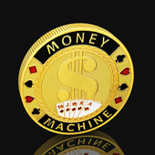 符号纪念章筹码 Money Machine扑克牌美元 币压牌器挑战币收藏徽章