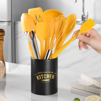 新款收纳桶西式黄色硅胶工具厨具10件套装kitchenware set