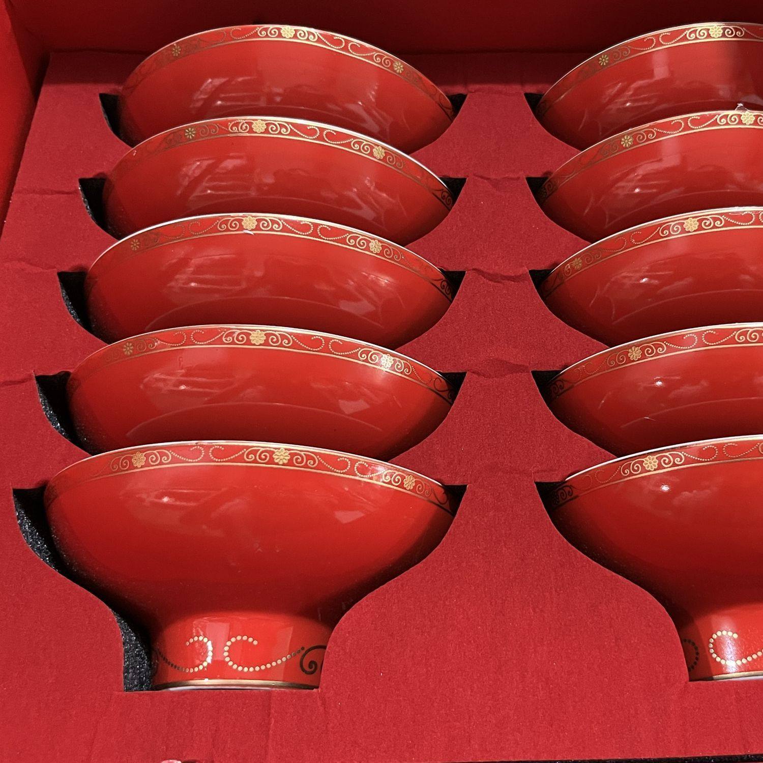 温州结婚全红碗双喜碗高脚碗汤圆碗订婚碗陪嫁碗福字礼盒装陶瓷碗,节庆用品/礼品,喜碗/敬茶杯,淘宝优惠券,粉丝福利购,淘宝优惠卷