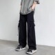 男女长裤 美式 男春夏设计感直筒宽松束脚休闲阔腿裤 裤 高街黑色工装