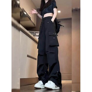 美式韩版ins嘻哈休闲长裤女宽松显瘦小个子穿搭束脚直筒工装裤子