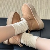 日系袜子女配勃肯鞋 袜秋冬粗线堆堆袜春秋针织毛线中筒袜粗针长袜