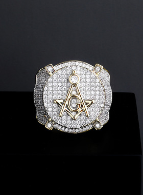 欧美复古AG共济会权利眼戒指