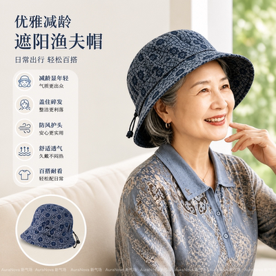 中老年妈妈夏季薄款遮阳帽