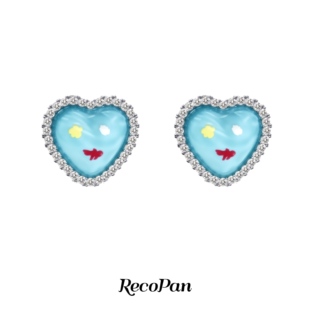 RecoPan小猫的鱼缸/ 原创小众爱心满钻少女礼物3D打印耳钉耳夹