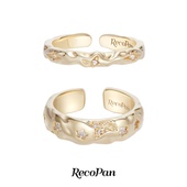 RecoPan星辰 满天星镀k金通勤小众基础款 浅钛金色叠戴戒指套戒
