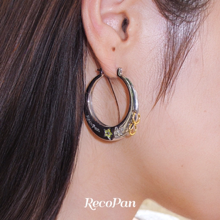 RecoPan星轨/原创新品金银双色满天星高级设计感s925银针耳圈耳环