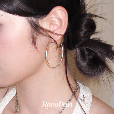 手工电镀厚银拉丝大号耳圈