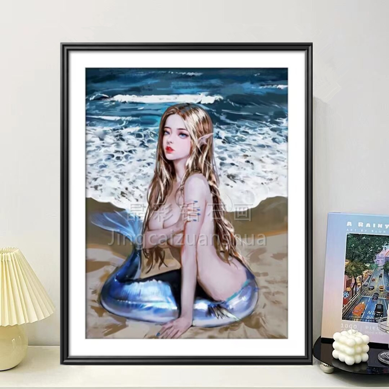 唯美人物大海美人鱼十字绣2013新款满钻客厅卧室手工贴钻5D钻石画