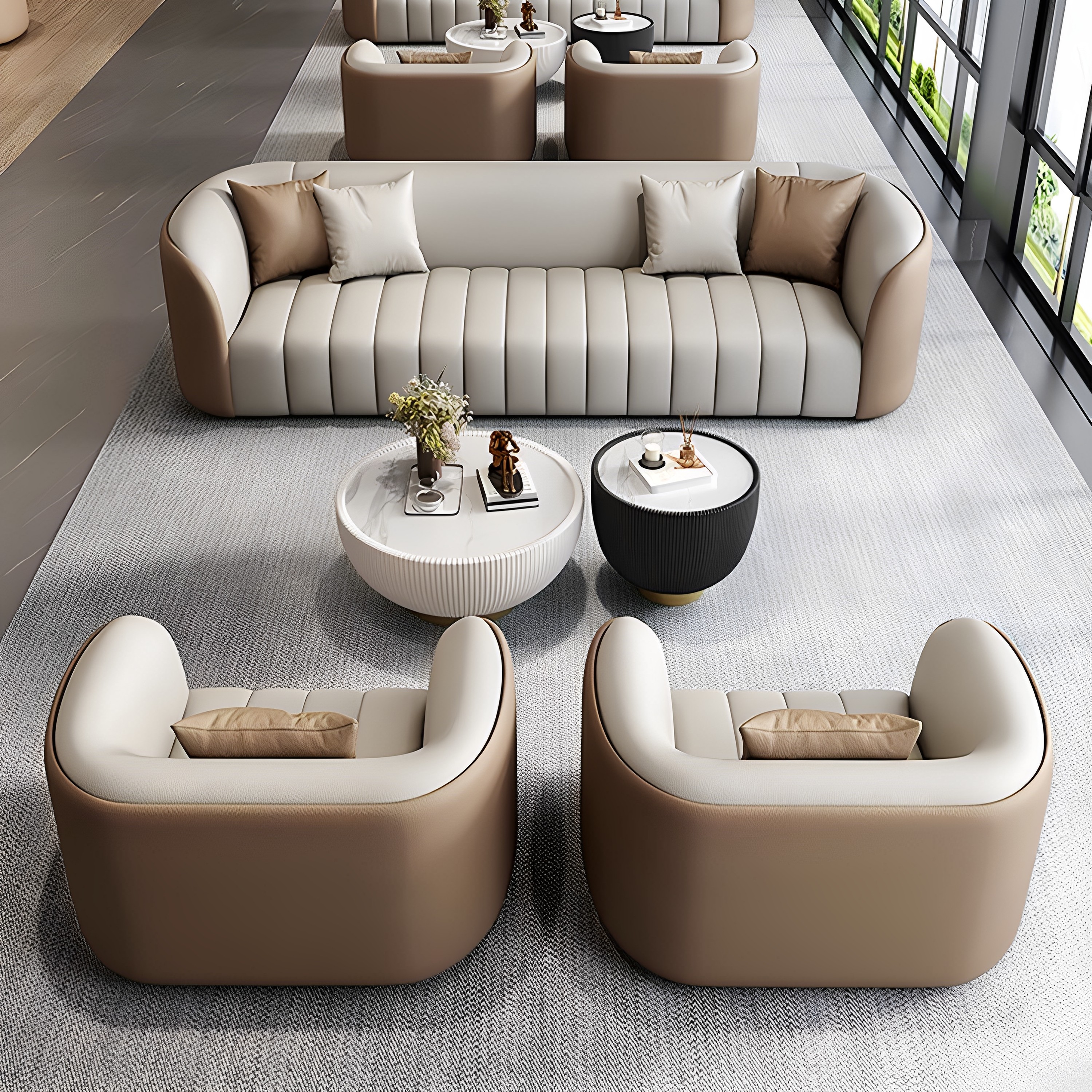 高端办公室接待洽谈沙发茶几组合