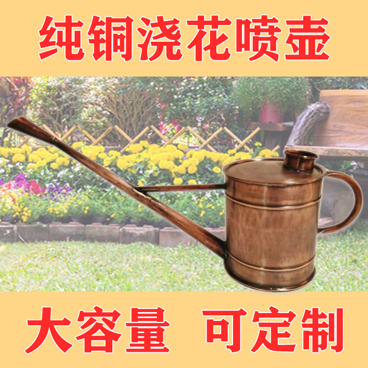 园艺浇花喷壶洒水壶浇花纯紫铜
