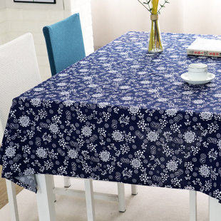 加厚美术绘画室民族风桌布中式复古仿蜡染深蓝餐厅圆台盖巾茶几布