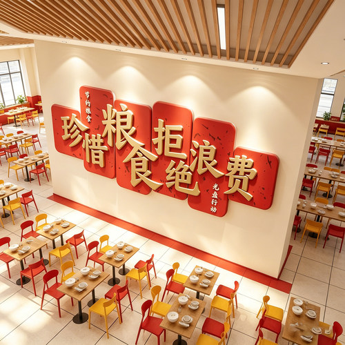 食堂文化墙贴纸珍惜节约粮食员工快餐厅店面装饰餐饮标语光盘行动