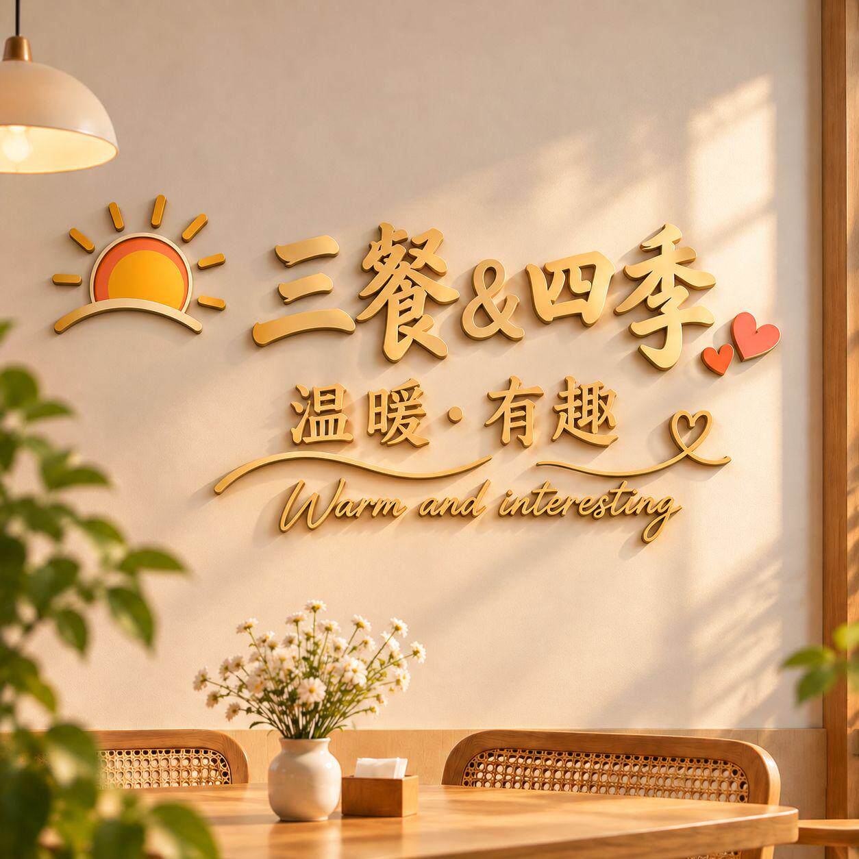 新中式餐厅装饰画三餐四季两联组合挂画字画吃饭厅餐桌背景墙壁画