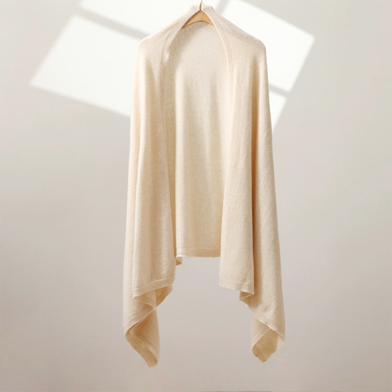 XR185秋冬羊绒披肩女士宽松针织开衫外搭慵懒风斗篷披风百搭外套
