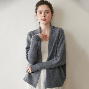 SPR25123秋冬女羊绒V领针织开衫宽松蝙蝠袖外套 氛围感气质上衣