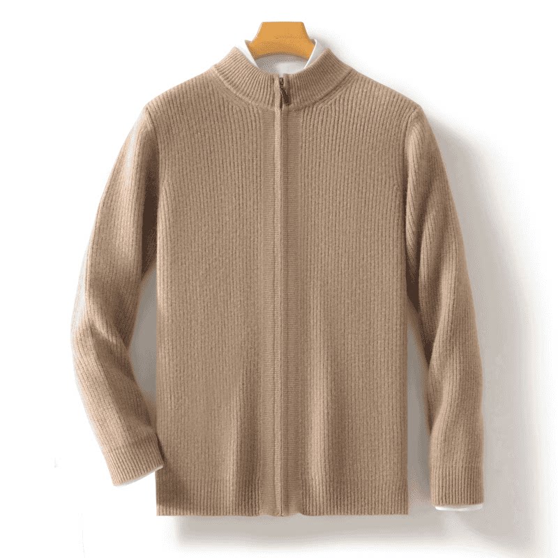 ZN301加厚男士100纯羊毛外套拉链立领针织开衫保暖外搭显瘦上衣潮