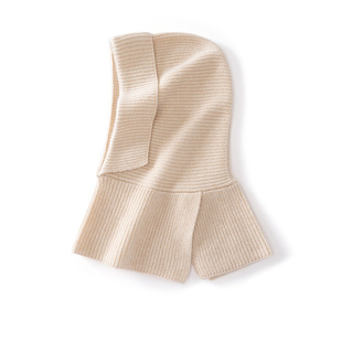 MJ631秋冬女士100%山羊绒一体护颈翻边法拉帽时尚御寒保暖单品