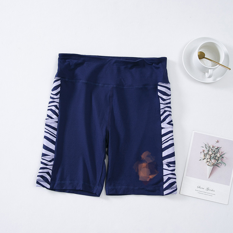 E18-4夏季新品外贸女装男女通用紧身运动裤修身拼接印花修身短裤