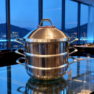 菲仕朗18/10不锈钢大蒸锅304焖炖煮炒锅多功能火锅边炉锅锁水保温