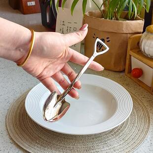 吃西瓜神器 尖头铁锨304不锈钢勺子主餐勺饭勺铲创意复古炒饭焗饭
