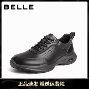百丽男鞋2024春款牛皮黑色运动鞋厚底英伦雅痞休闲皮鞋男8GZ01BM4