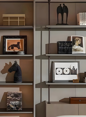 可凡现代简约样板间书房书架装饰