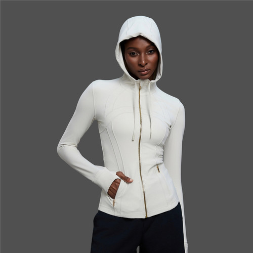 Define 瑜伽服夹克女修身显瘦连帽开衫外套跑步运动健身长袖上衣
