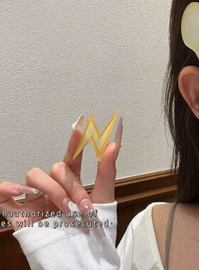 创意潮流闪电活力黄色造型灯泡造型发夹黄色树脂发饰可爱趣味头饰