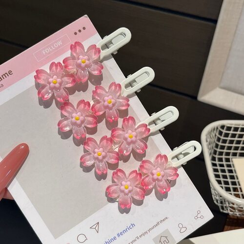 春天甜美樱花发夹软萌少女花朵侧边鸭嘴夹可爱ins风高颜值刘海夹
