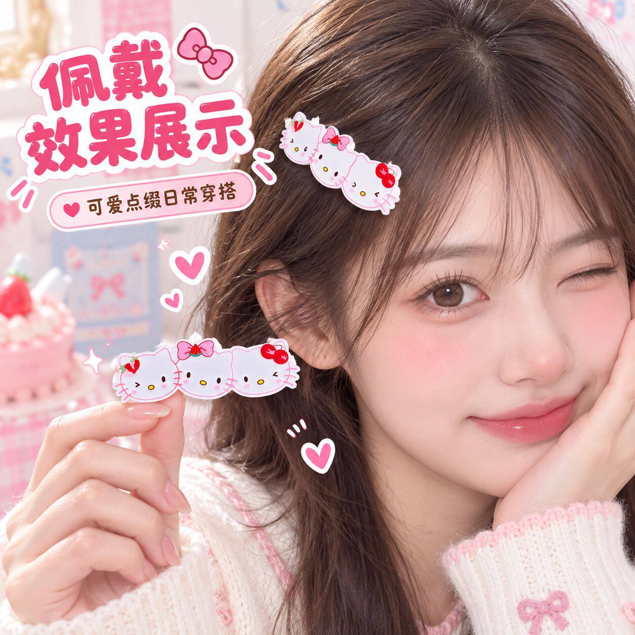 卡通猫咪发夹可爱儿童发卡子侧边夹碎发夹子夹头发刘海小夹子发饰
