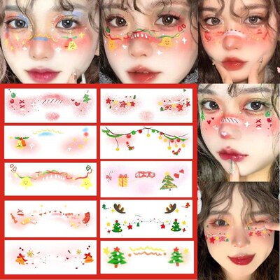 脸部贴纸纹身贴水可爱贴纸装饰彩妆演出亮片贴儿童脸贴节日装饰脸