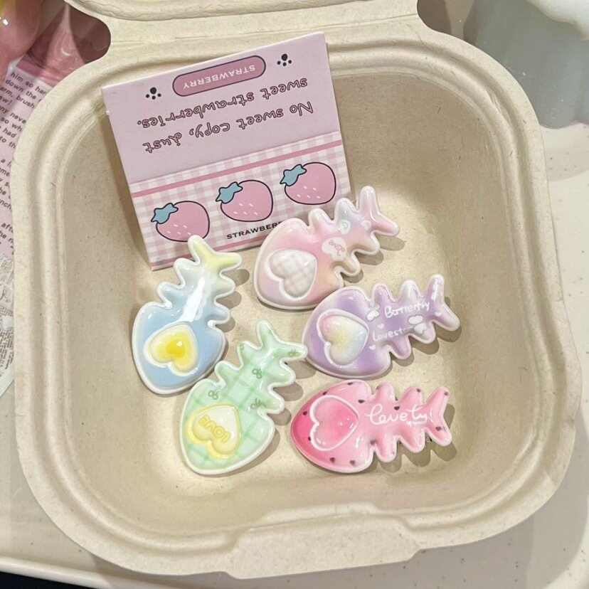 ins风渐变可爱鱼骨发夹少女心刘海侧边发卡百搭甜美小清新发夹