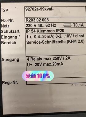 92702e-99xvaf-230V 48-62HZ R203 02 003 VAF 控制器