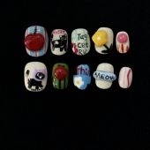 多巴胺彩色穿戴甲短款 纯手工穿戴甲成品立体手绘可爱拆卸甲片学生