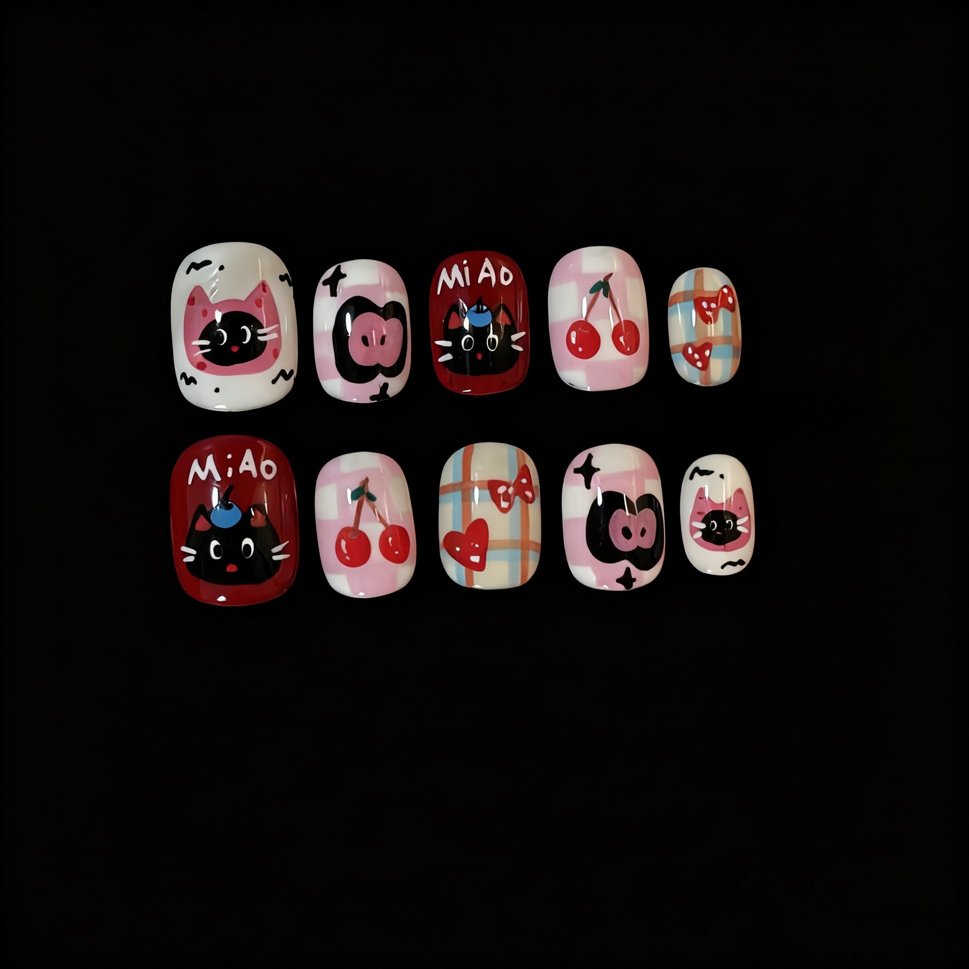 南卜兔显白短款纯手工手绘小猫咪穿戴甲可爱卡通多巴胺美甲可拆卸,彩妆/香水/美妆工具,穿戴甲/甲片,淘宝优惠券,粉丝福利购,淘宝优惠卷